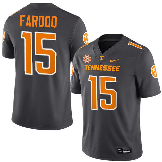 #15 Edrees Farooq UT Vols Jerseys,Tennessee Volunteers College Football Jerseys Stitched-Smoke Grey